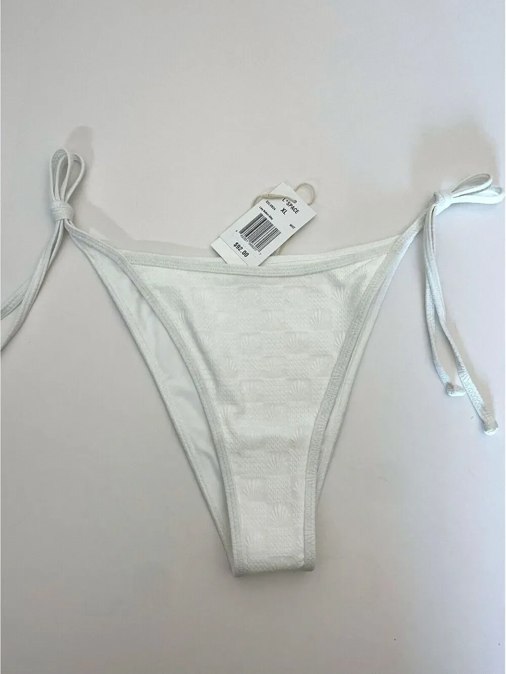 NWT L*Space Seashell Levy Bikini Bottoms White Textured Size XL